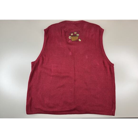 VTG Bobbie Brooks Plus Size Embroidered Knit Sweater Vest 28W Birds Teacher Fall - Picture 6 of 9
